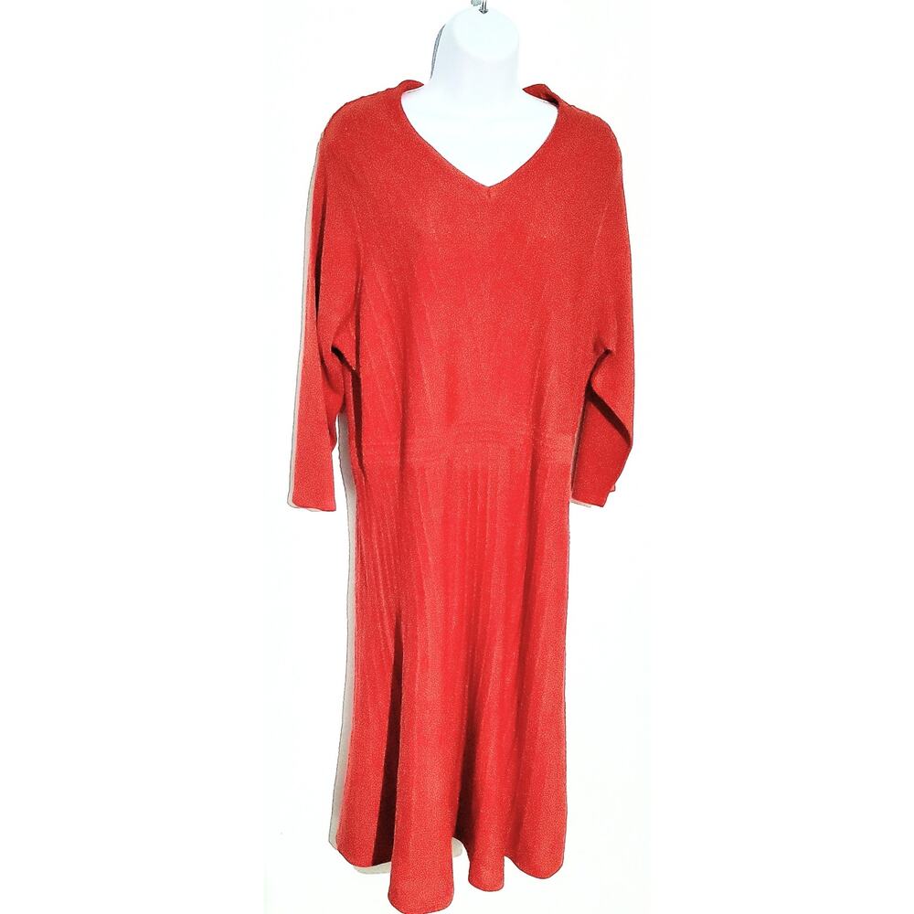 Koret Womens Red Long Sleeve Lagenlook Sweater Dress Size Large Festive Boho